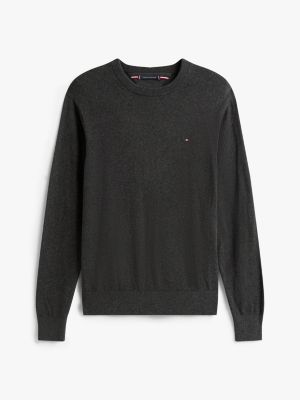 grey crew neck jumper with cashmere for men tommy hilfiger