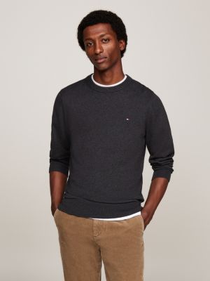 Black crew neck mens jumper best sale