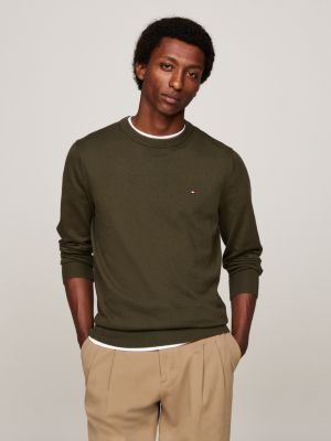 pullover con cashmere e bandierina green da uomini tommy hilfiger