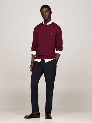 Crew Neck Jumper with Cashmere Red Tommy Hilfiger