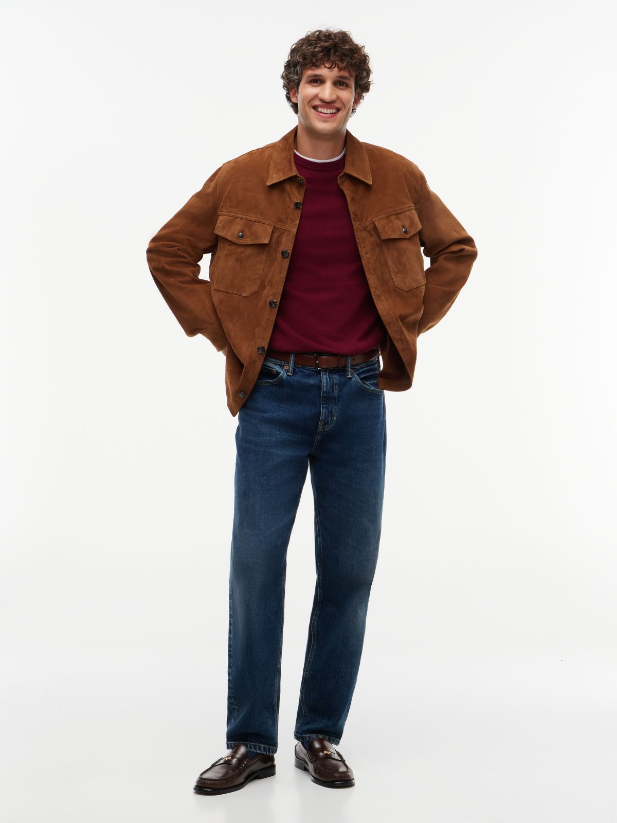 Crew Neck Jumper With Cashmere — Purple