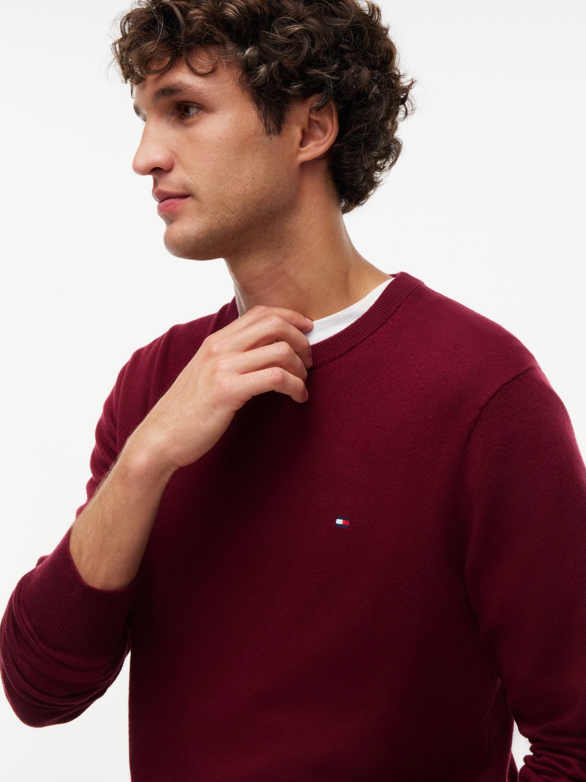 Crew Neck Jumper With Cashmere — Purple