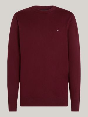 Crew Neck Jumper with Cashmere Red Tommy Hilfiger