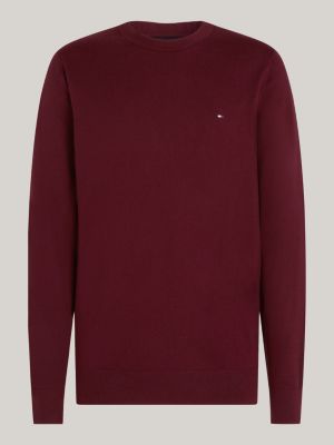 purple crew neck jumper with cashmere for men tommy hilfiger