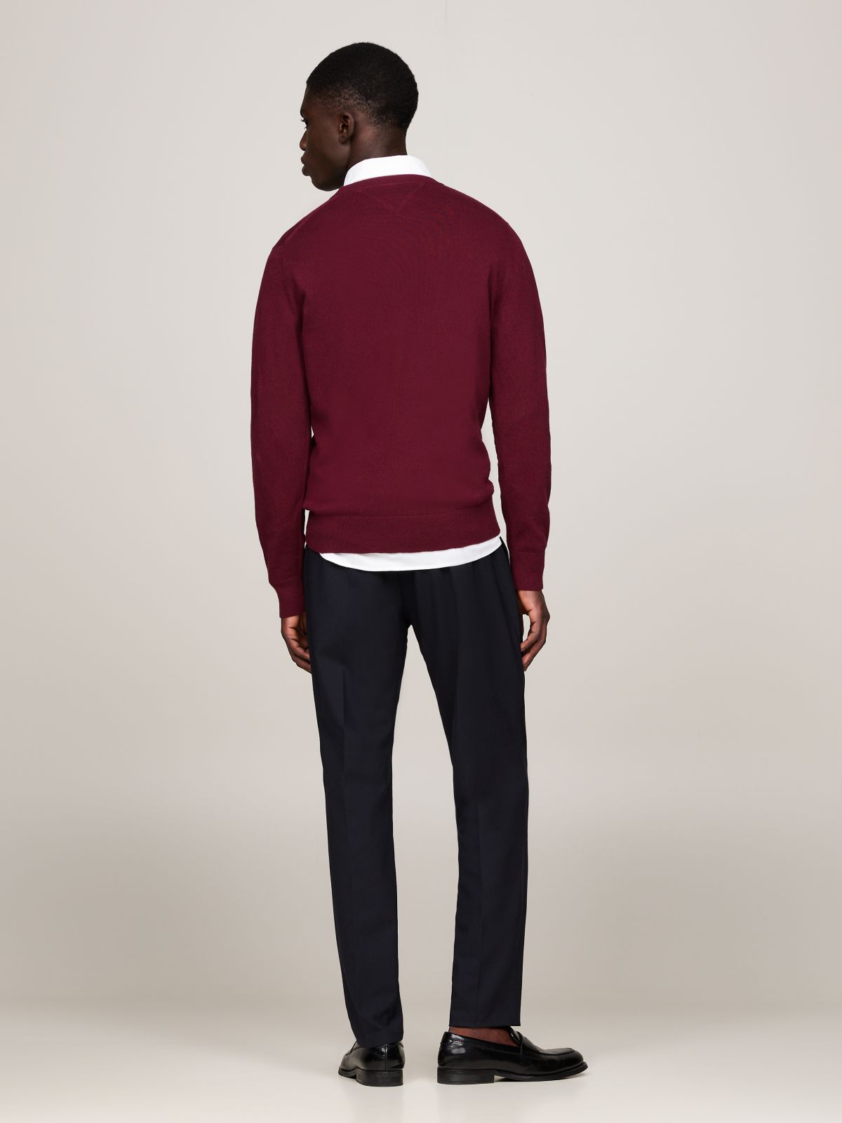 Crew Neck Jumper With Cashmere — Purple