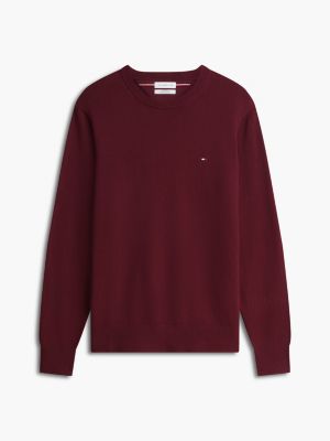 purple crew neck jumper with cashmere for men tommy hilfiger