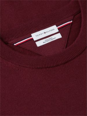 purple crew neck jumper with cashmere for men tommy hilfiger
