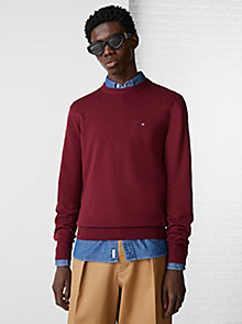 fioletowy sweter th monogram z mieszanki bawełny i kaszmiru dla mężczyźni - tommy hilfiger
