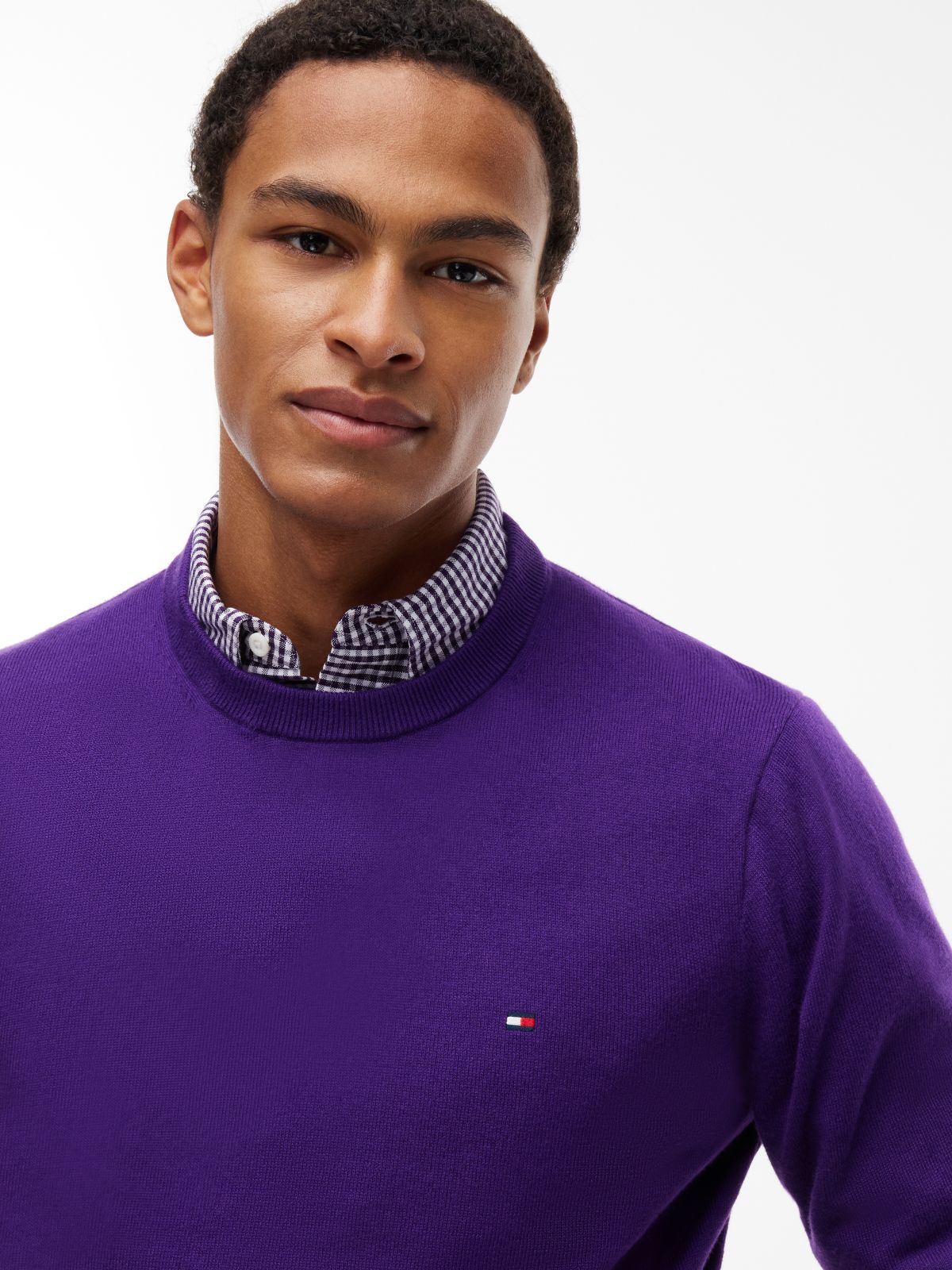 Crew Neck Jumper With Cashmere — Purple