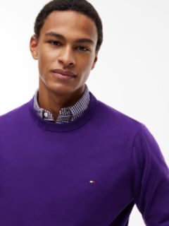 Crew Neck Jumper With Cashmere — Purple 3