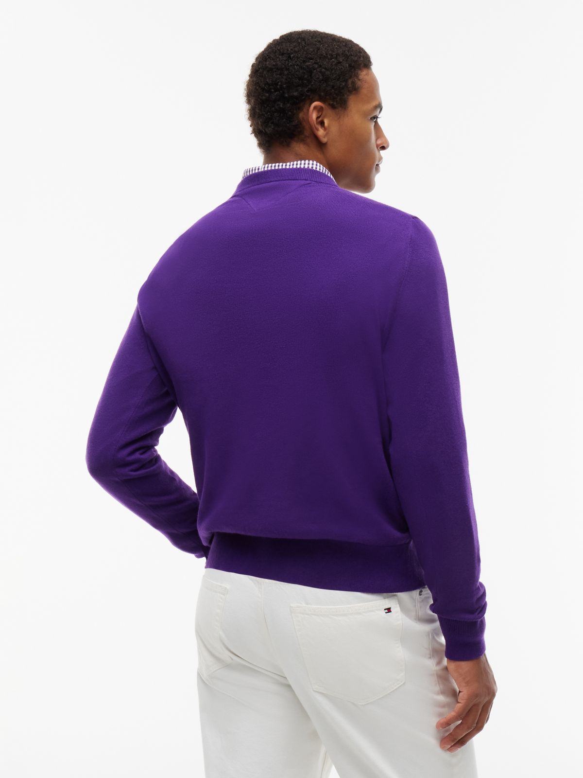 Crew Neck Jumper With Cashmere — Purple