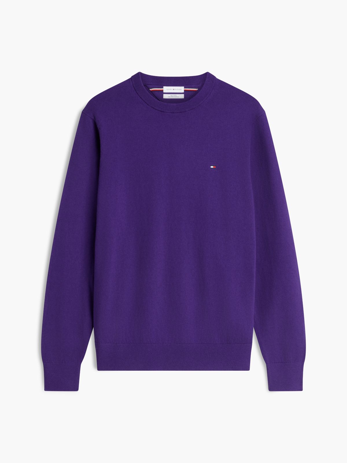 Crew Neck Jumper With Cashmere — Purple