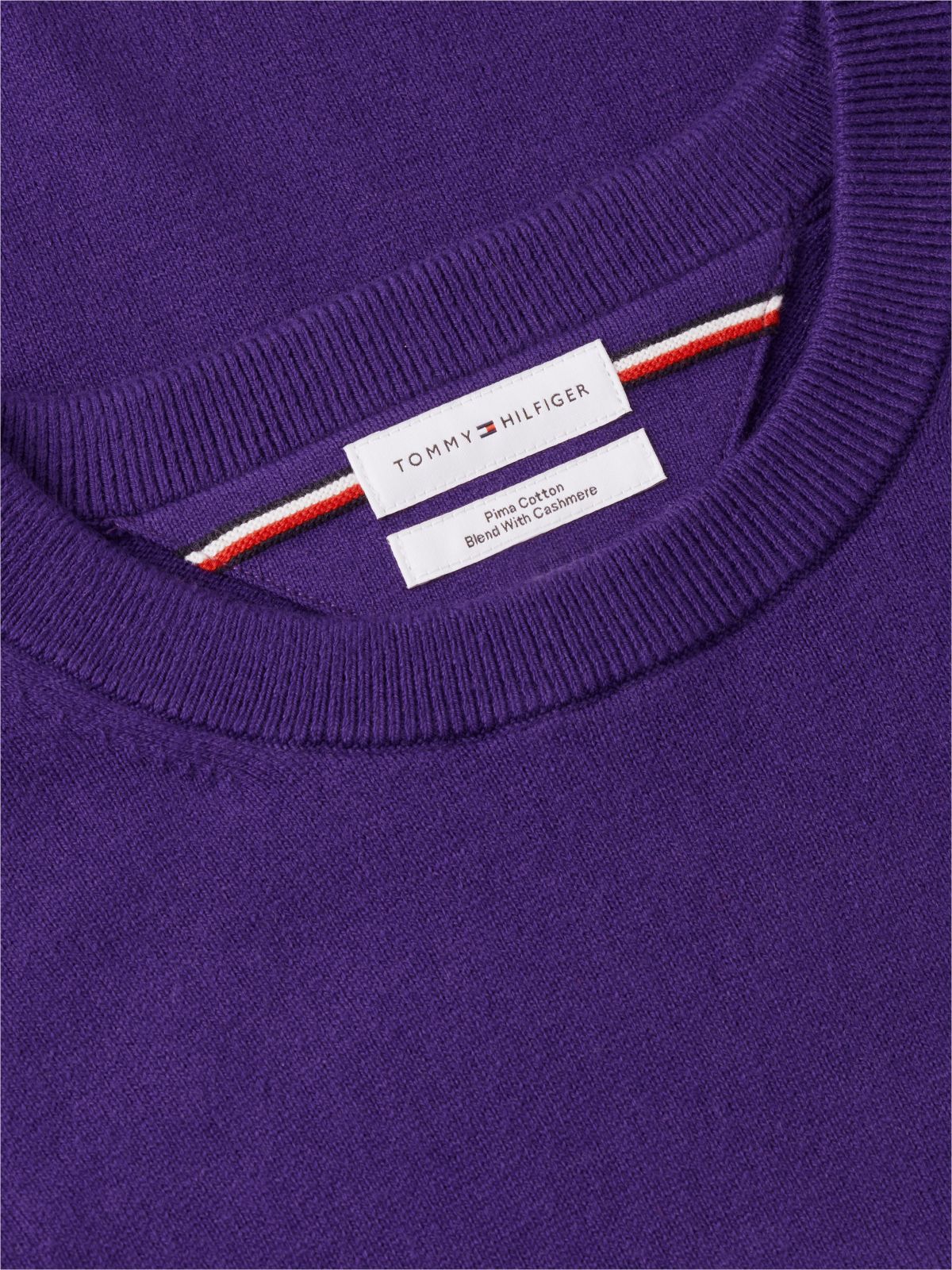 Crew Neck Jumper With Cashmere — Purple