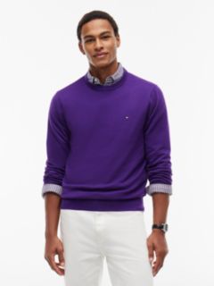 Crew Neck Jumper With Cashmere — Purple 1