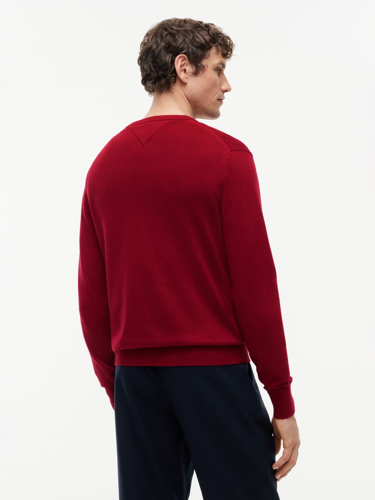 Crew Neck Jumper With Cashmere — Red