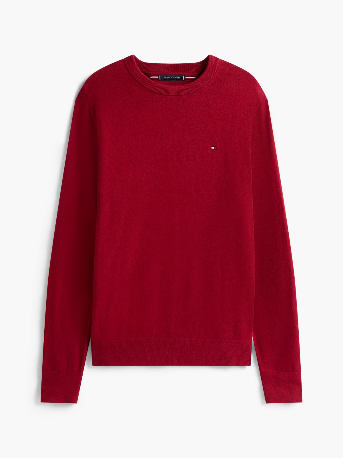 Crew Neck Jumper With Cashmere — Red