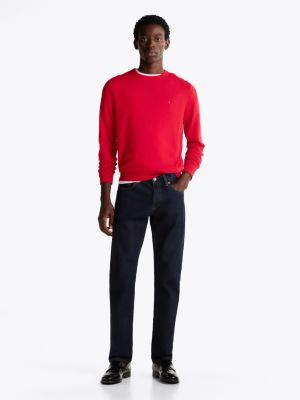 Crew Neck Jumper with Cashmere Red Tommy Hilfiger