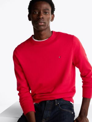 pullover con cashmere e bandierina rosso da uomini tommy hilfiger