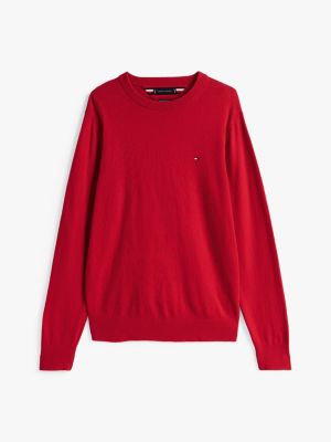 pullover con cashmere e bandierina rosso da uomini tommy hilfiger