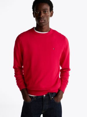 Crew Neck Jumper with Cashmere Red Tommy Hilfiger