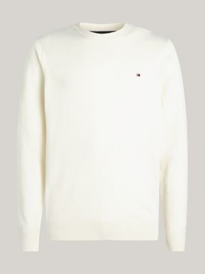 pullover con cashmere e bandierina bianco da uomini tommy hilfiger