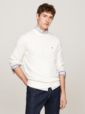 Wool Rich Relaxed Zip Thru Jumper White Tommy Hilfiger