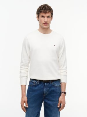 yellow crew neck jumper with cashmere for men tommy hilfiger