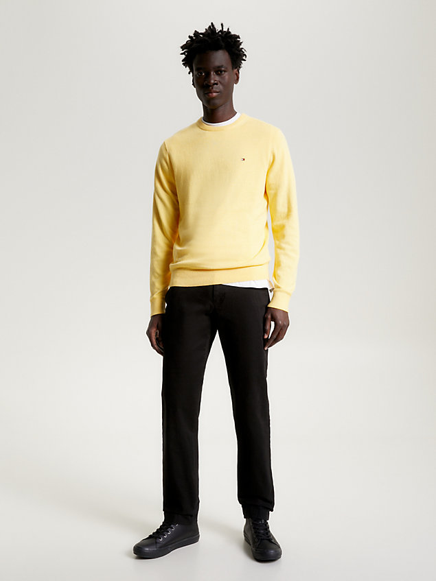 yellow heathered knit regular fit jumper for men tommy hilfiger