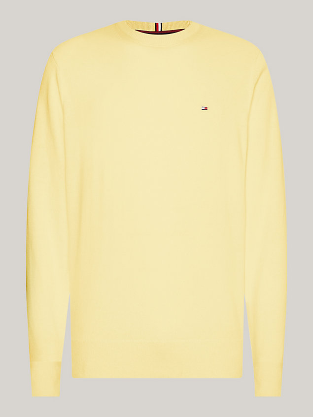pull standard en maille chinée yellow pour hommes tommy hilfiger