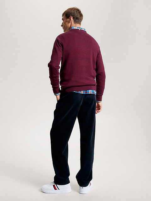 red v-neck regular fit jumper for men tommy hilfiger