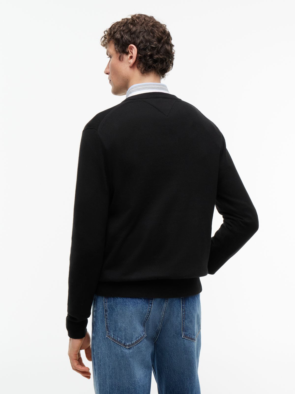 V-Neck Jumper With Cashmere — Black
