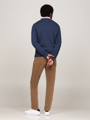 pull à col en v avec cachemire bleu pour hommes tommy hilfiger