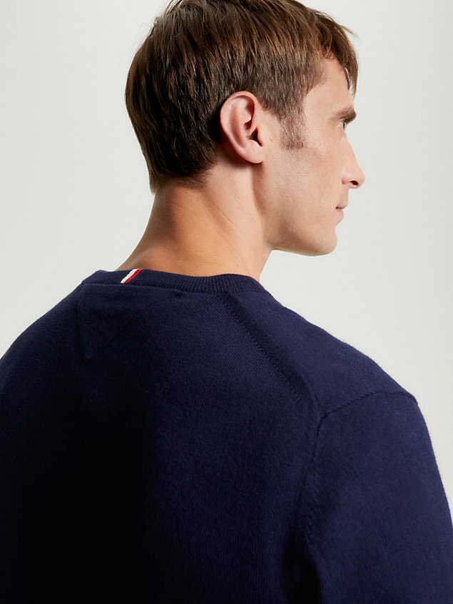 blue regular fit pullover mit v-ausschnitt für herren - tommy hilfiger