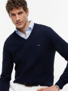 V-Neck Jumper With Cashmere — Blue 3
