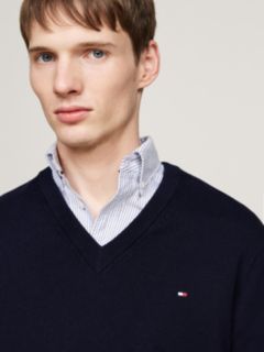V-Neck Jumper With Cashmere — Blue 4