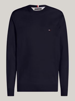 blue v-neck jumper with cashmere for men tommy hilfiger