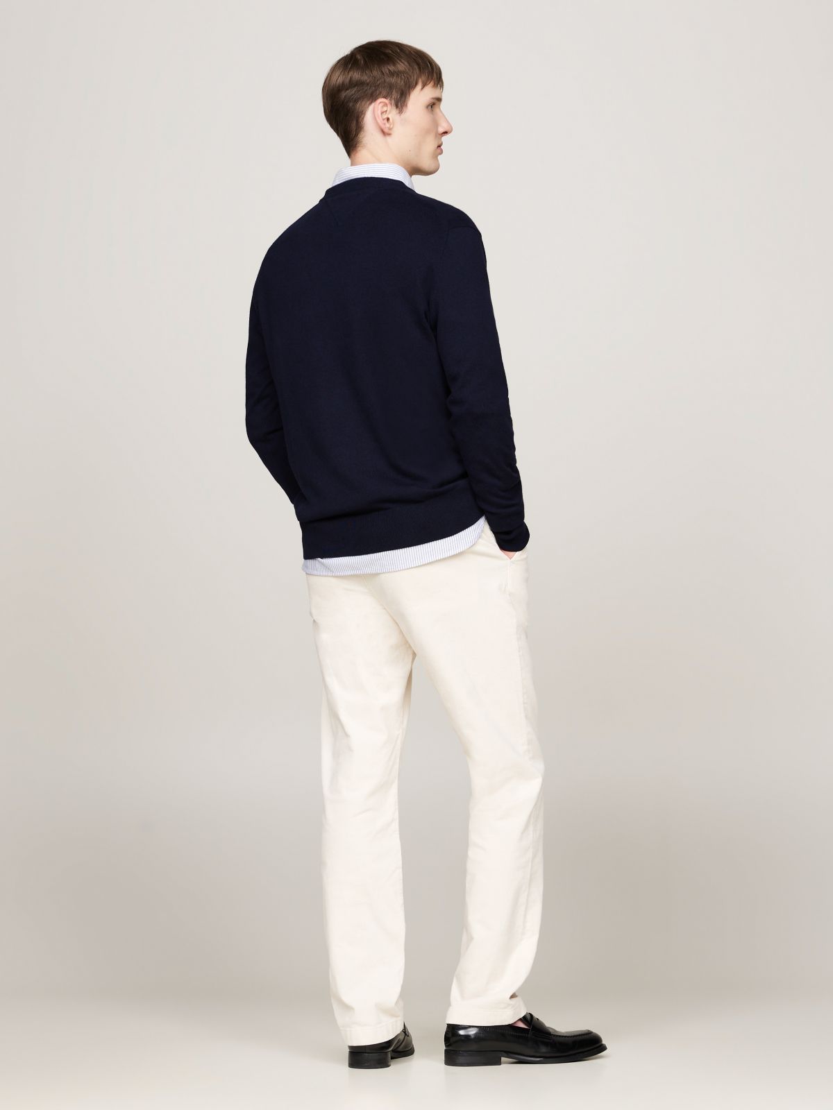 V-Neck Jumper With Cashmere — Blue