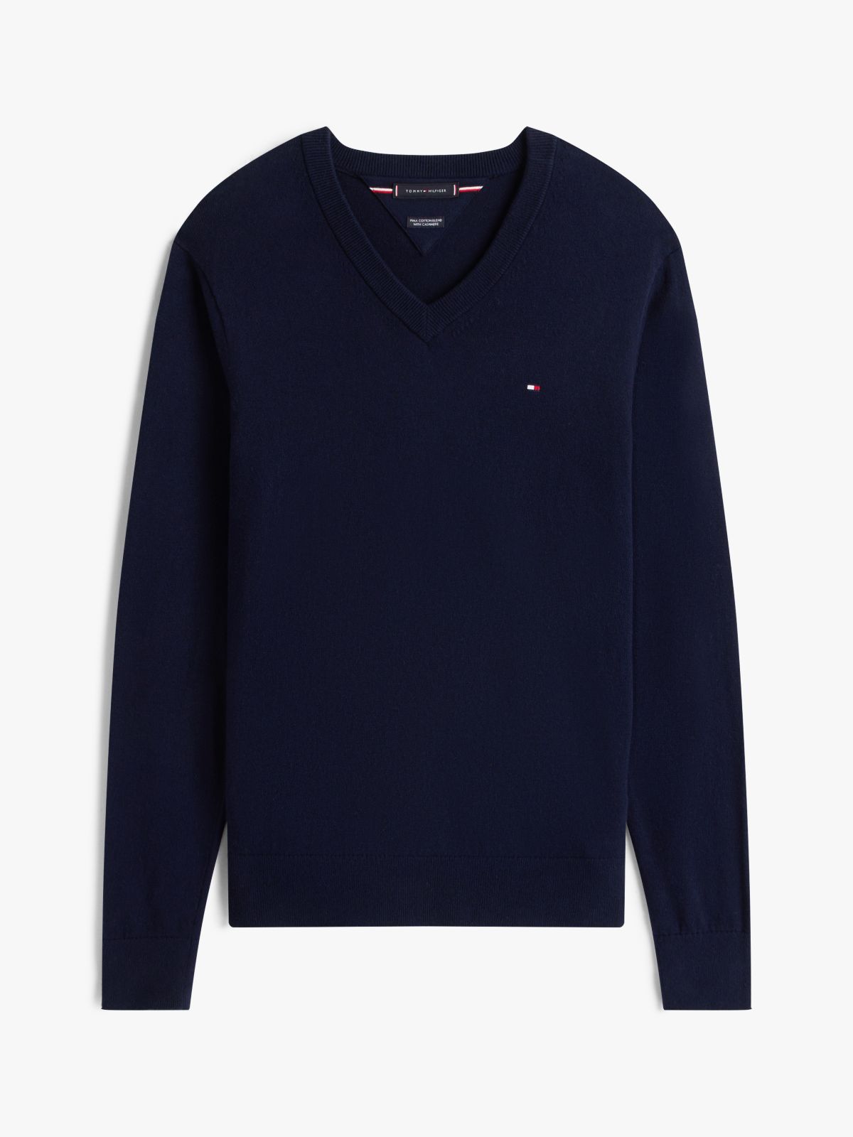 V-Neck Jumper With Cashmere — Blue