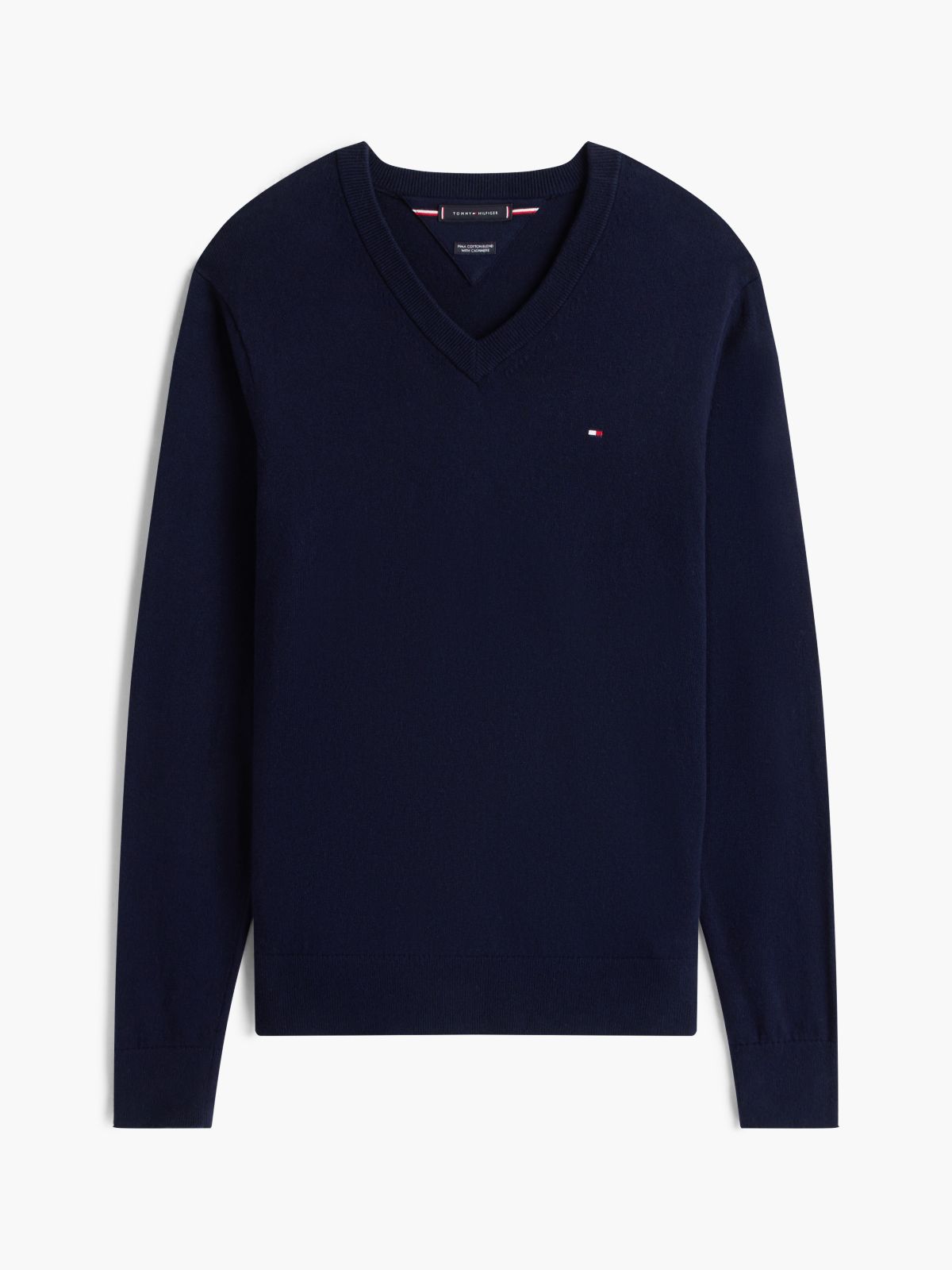 V-Neck Jumper With Cashmere — Blue