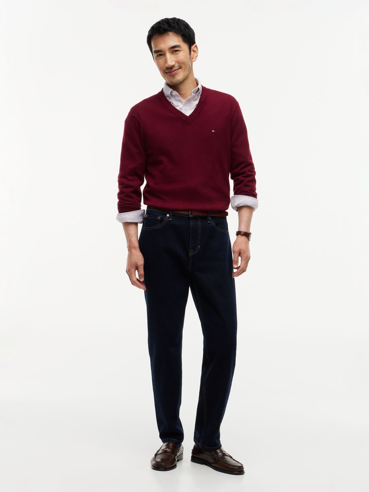 V-Neck Jumper With Cashmere — Purple