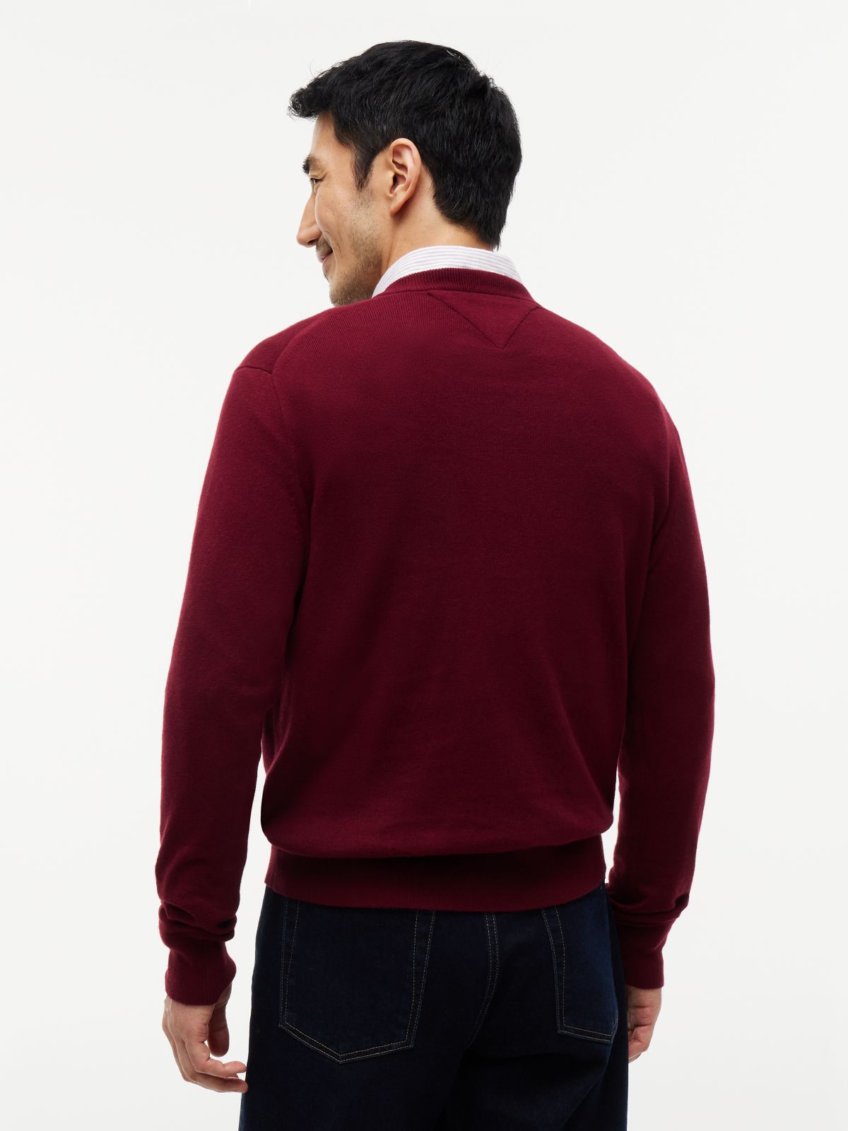 V-Neck Jumper With Cashmere — Purple