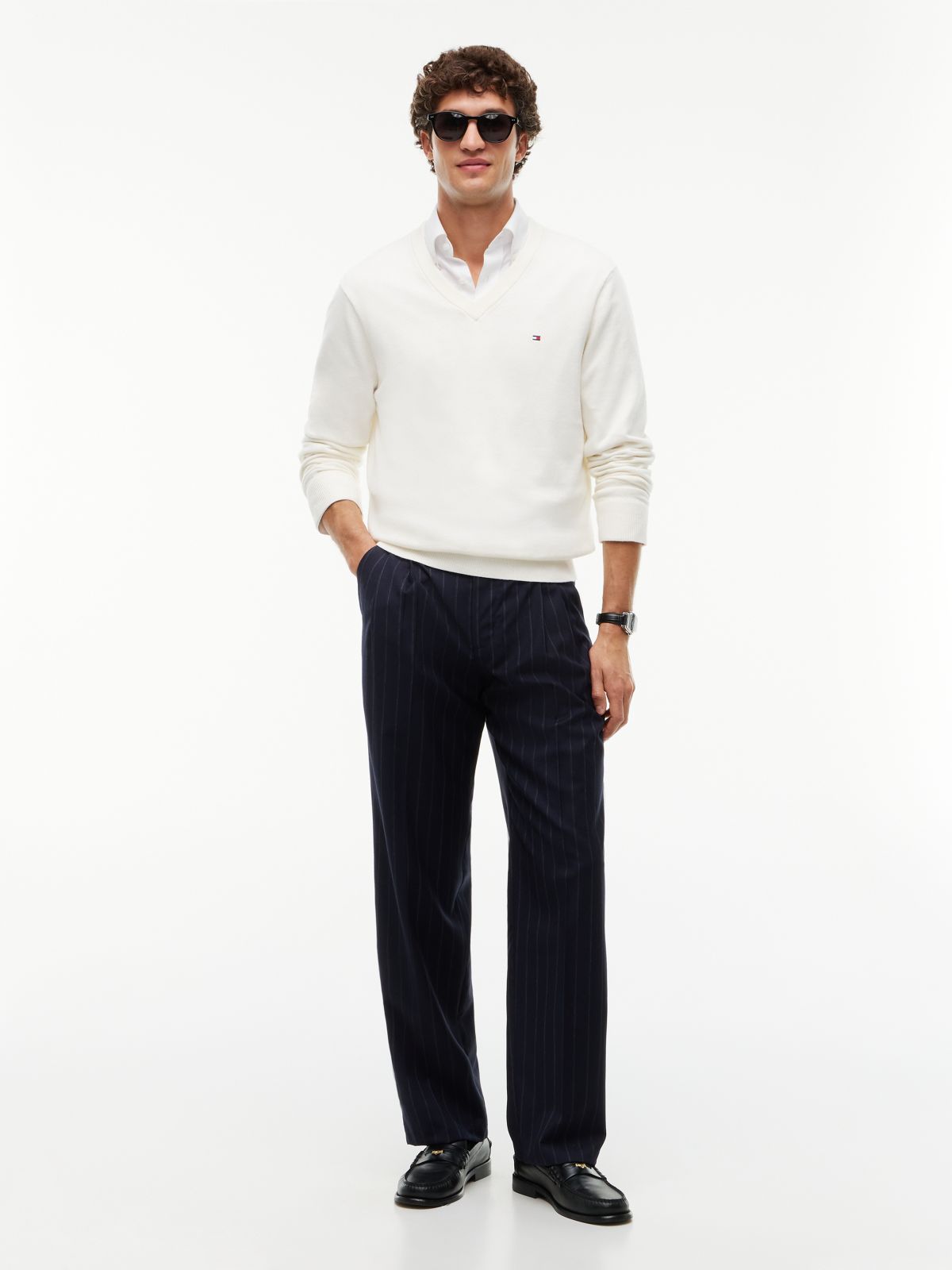 V-Neck Jumper With Cashmere — Yellow