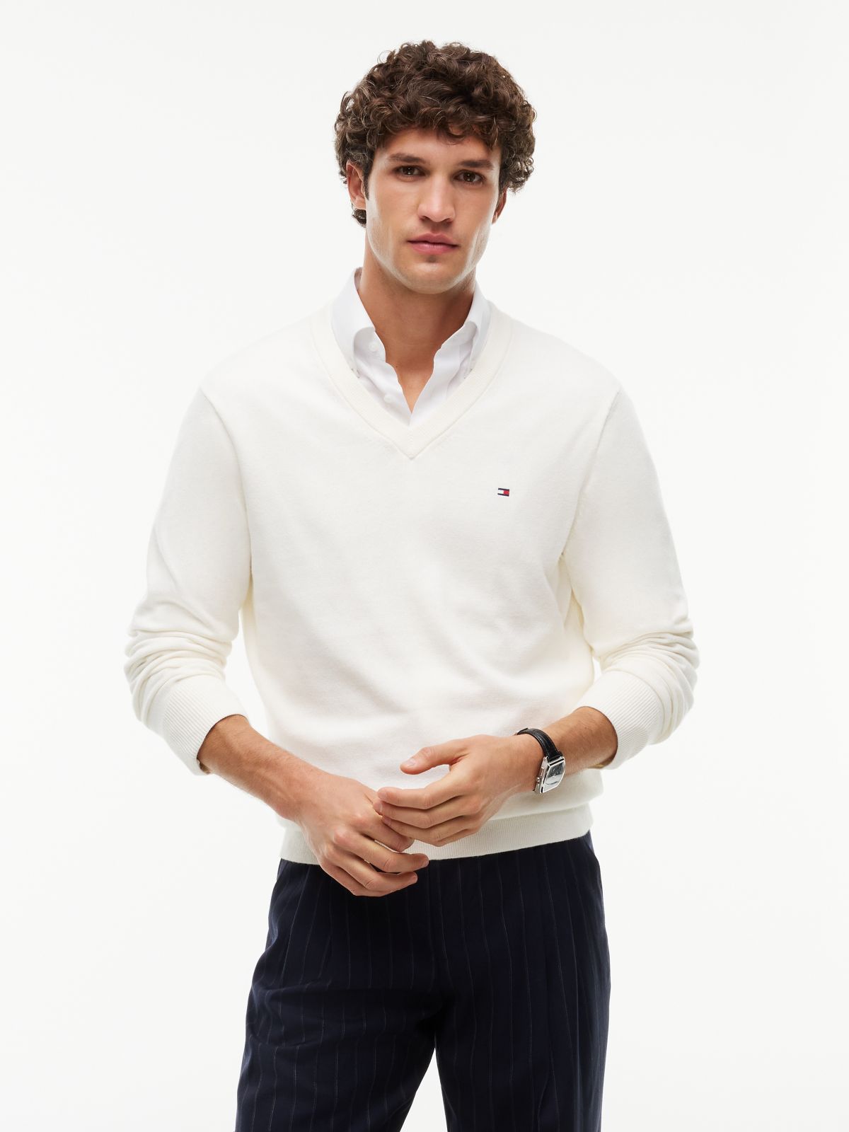 V-Neck Jumper With Cashmere — Yellow