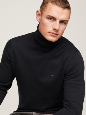 Flag Embroidery Roll-Neck Jumper | Black | Tommy Hilfiger