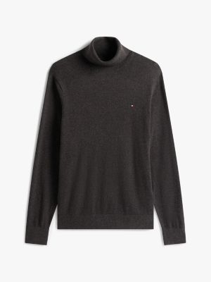 pullover con cashmere e collo dolcevita grigio da uomini tommy hilfiger