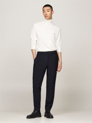 white roll neck jumper with cashmere for men tommy hilfiger