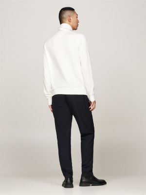 white roll neck jumper with cashmere for men tommy hilfiger