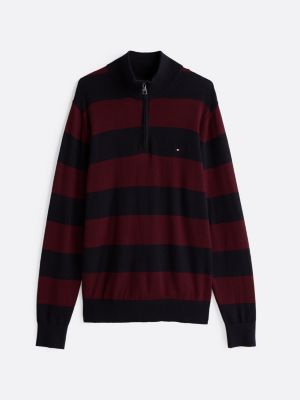 pullover a lupetto con mezza zip e cashmere rosso da uomini tommy hilfiger