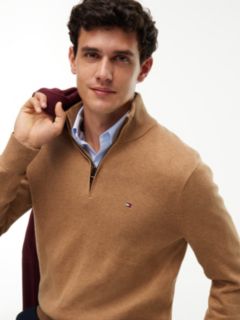 Mock Neck Quarter-Zip Jumper With Cashmere — Beige 3