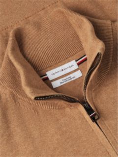 Mock Neck Quarter-Zip Jumper With Cashmere — Beige 6